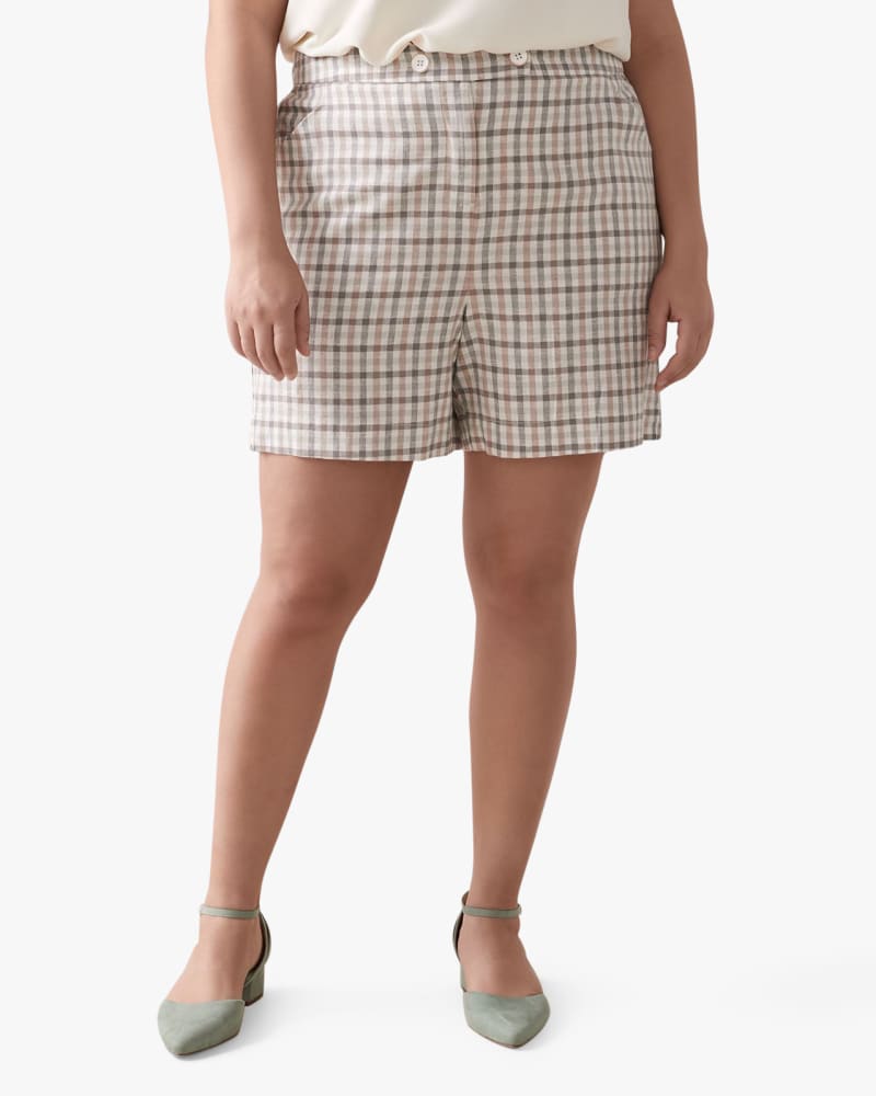 Front of plus size Jenna Plaid Shorts by Addition Elle | Dia&Co | dia_product_style_image_id:130747